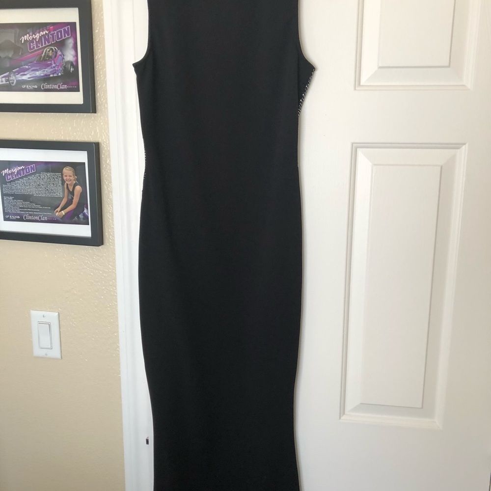Evening Dress Shimmer Black with Slit - Picture 6 of 6